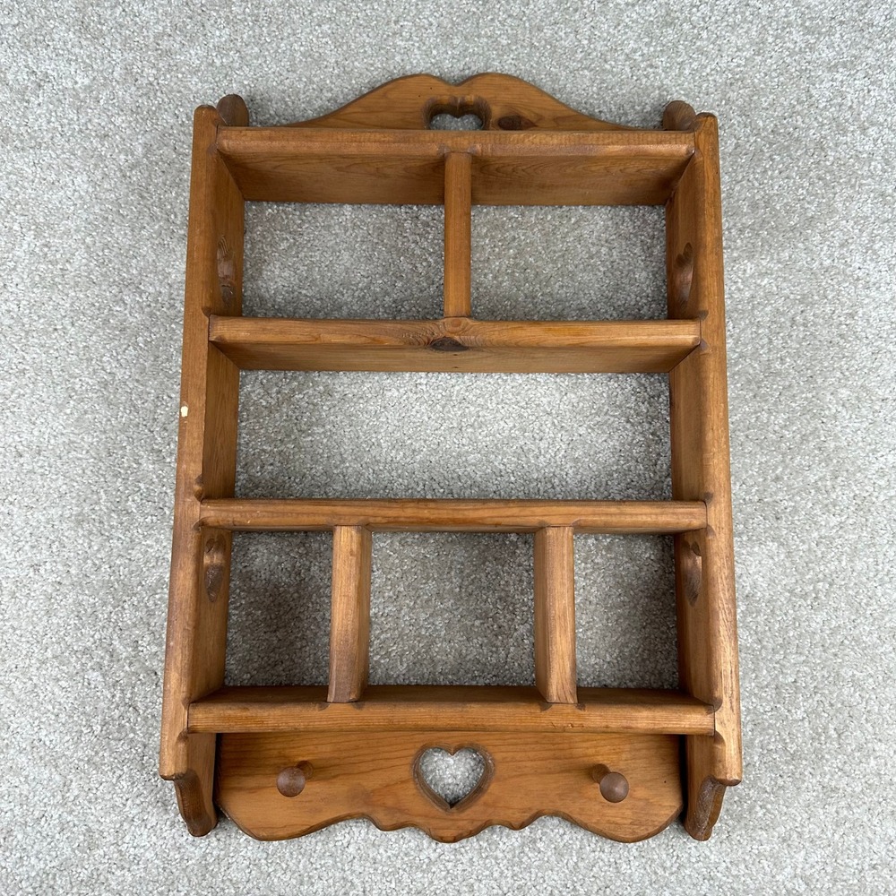 VTG Wood Heart Cutout Wall Shelf Rustic Country Farmhouse Curio Display Shelve